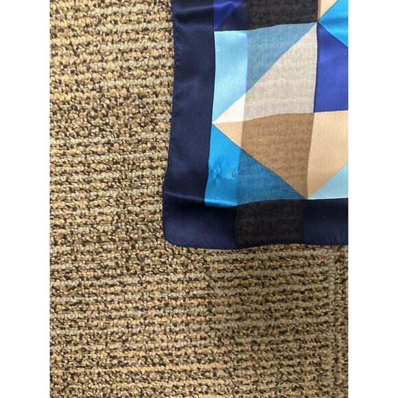 Bill Blass Silk Scarf Womens One Size Blue Geometric Oblong Long Rectangle - Picture 3 of 7